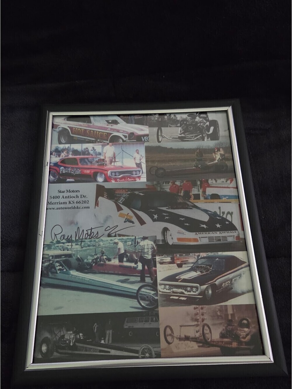 Ray Motes NHRA Collage Drag Racing Signed Framed Picture Memorabilia